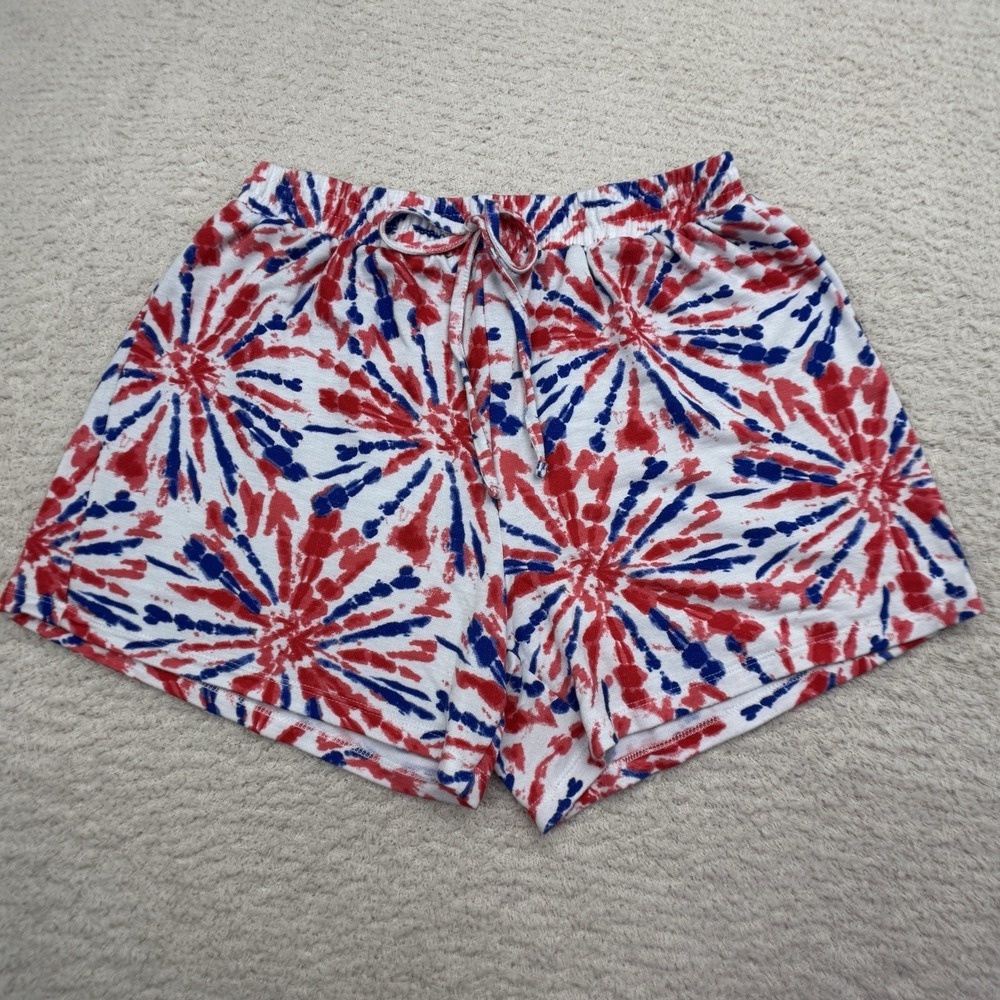 Liberty Park Womens Americana Rayon Shorts Fireworks Red Blue White Size Med EUC